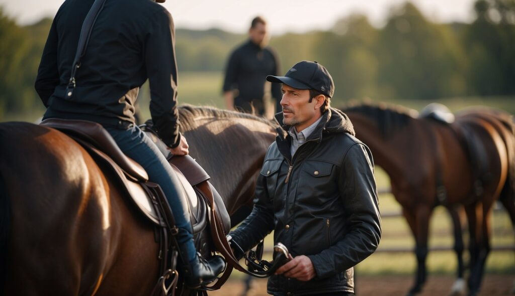 A rider carefully selects their equestrian attire and equipment for the upcoming ride